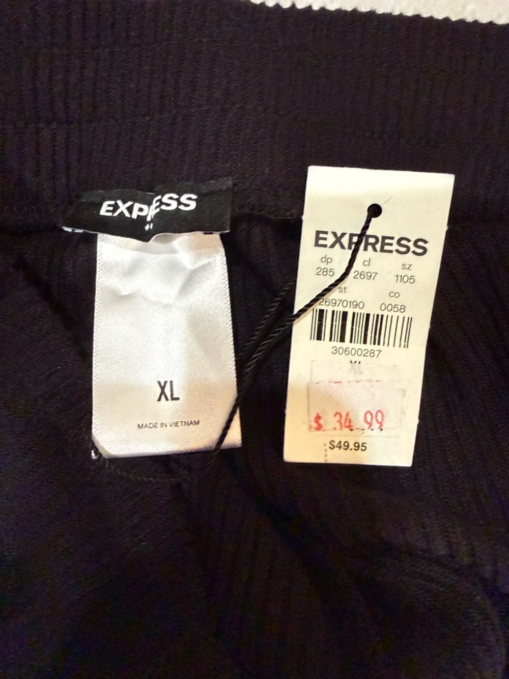 Express Black Ribbed Knit Drawstring Pants - Picture 5 of 6